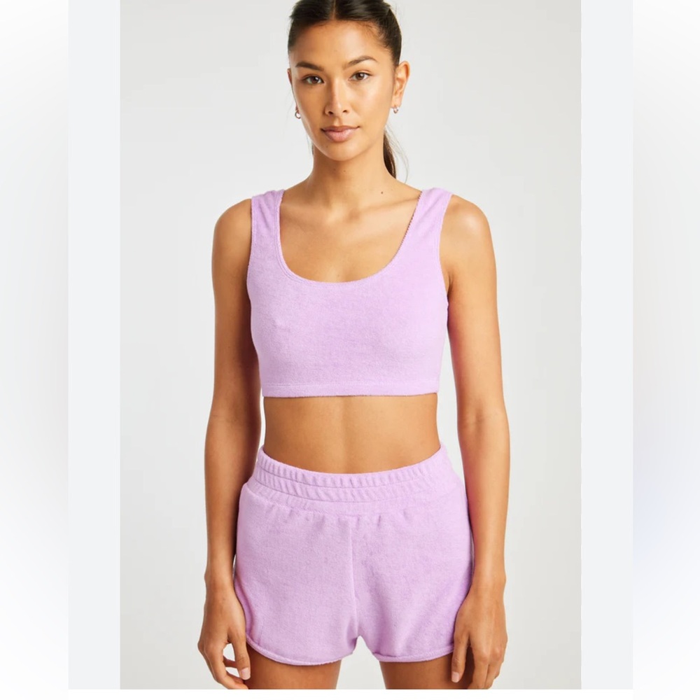 Year of Ours Cotton Blend Terry Bralette Top in Violet Purple Size Large NWT